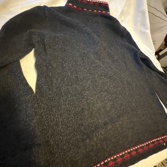 1/4 Zip Erika Size Med Women Ramie Cotton‎ Blend Sweater Black White Red Nordic - Picture 8 of 8